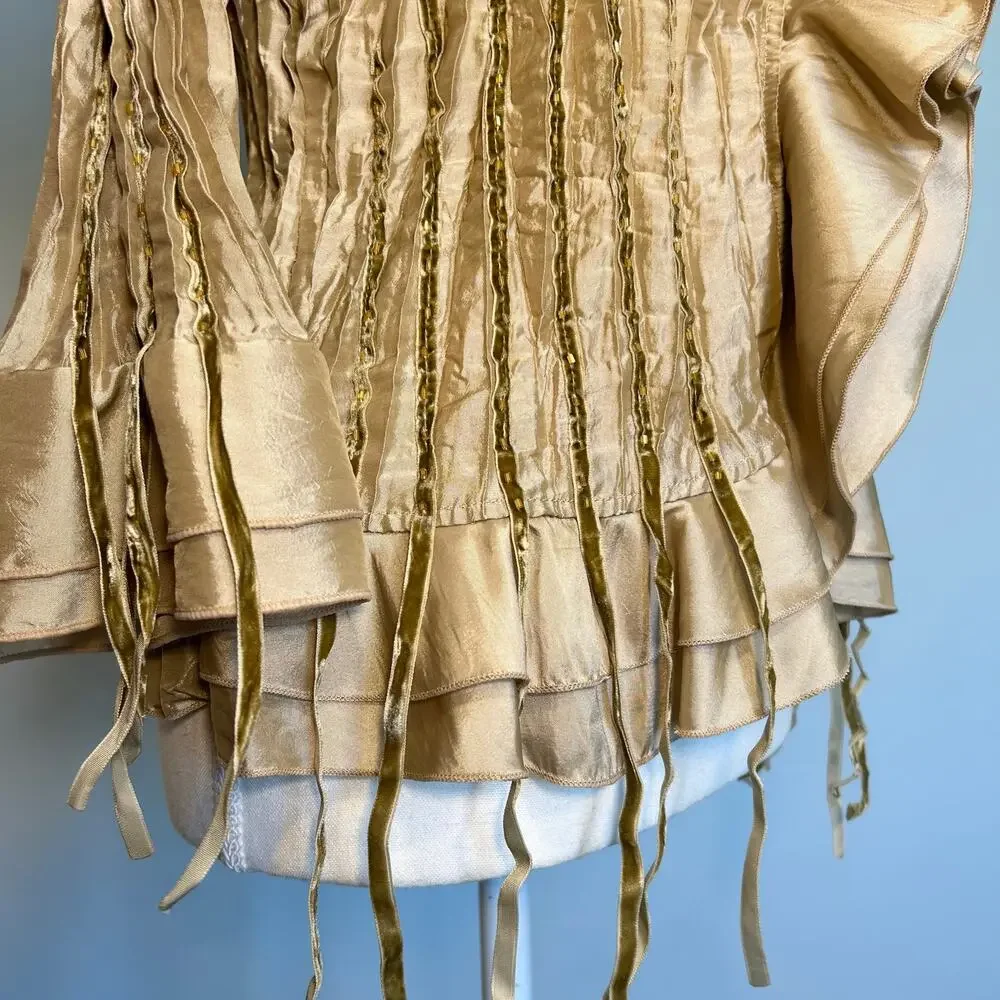 Vintage Pleated Ruffle Top - Picture 2 of 8